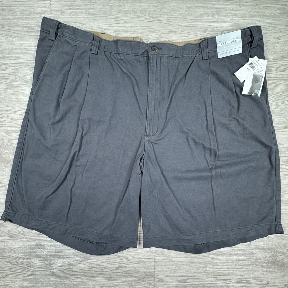 Geoffrey Beene Men's Shorts Extender Waistband Grey Size 52 Pleated Cotton NWT